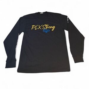 Port and Company Black Long Sleeve Tee with Yellow and Blue Design